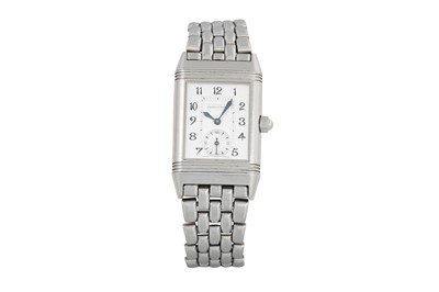 Lot 438 - A LADY'S STAINLESS STEEL JAEGER LE COULTRE...