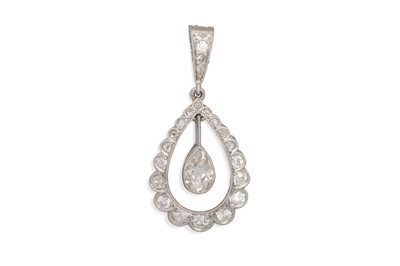 Lot 384 - A DIAMOND PENDANT, the old pear cut diamond...