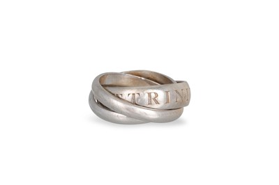 Lot 388 - AN 18CT WHITE GOLD CARTIER TRINITY RING, one...