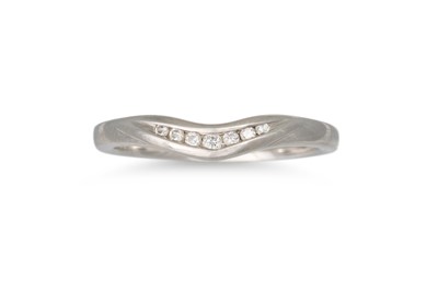 Lot 308 - A SHAPED DIAMOND SET BAND, mounted in platinum,...