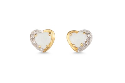 Lot 47 - A PAIR OF OPAL AND DIAMOND CLUSTER EARRINGS,...