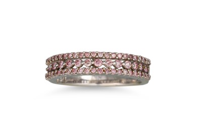 Lot 96 - A PINK DIAMOND HALF ETERNITY RING, three rows,...