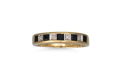 Lot 99 - A DIAMOND AND SAPPHIRE HALF ETERNITY RING,...