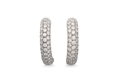 Lot 269 - A PAIR OF DIAMOND HOOP EARRINGS, pavé set with...