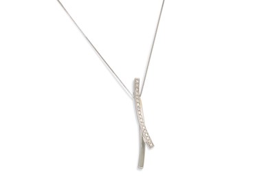 Lot 54 - A DIAMOND SET PENDANT, comprising two curved...