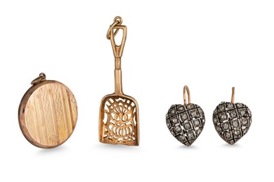 Lot 232 - TWO 9CT GOLD PENDANTS, together with a pair of...