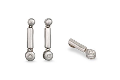 Lot 362 - A PAIR OF DIAMOND SET EARRINGS, drop design,...