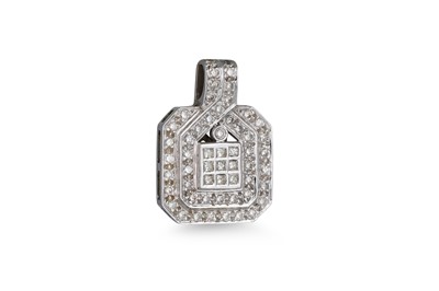 Lot 243 - A DIAMOND PENDANT, set with princess and...