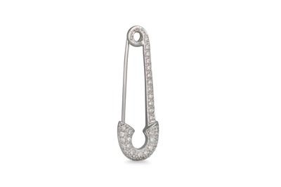 Lot 246 - A DIAMOND SET PIN BROOCH, modelled as a safety...