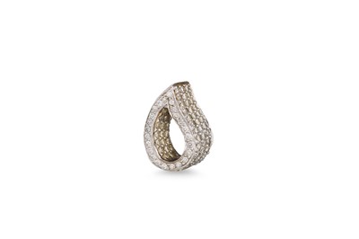 Lot 369 - A DIAMOND PENDANT, pavé set, teardrop shaped,...