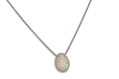 Lot 248 - A DIAMOND SET PENDANT, egg shaped, pave set in...