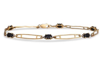 Lot 297 - A SAPPHIRE AND DIAMOND BRACELET, comprising of...