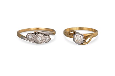 Lot 141 - TWO DIAMOND SET RINGS, mounted in 18ct gold,...