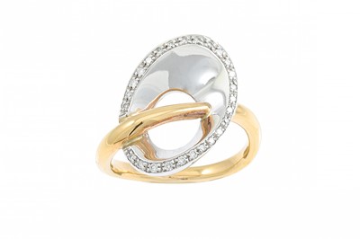 Lot 183 - A DIAMOND DRESS RING, the two-tone gold dress...