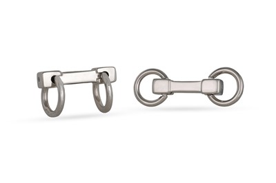 Lot 364 - A PAIR OF 18CT WHITE GOLD CUFFLINKS, modelled...