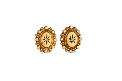 Lot 243 - A PAIR OF VINTAGE DIAMOND SET 9Ct GOLD...