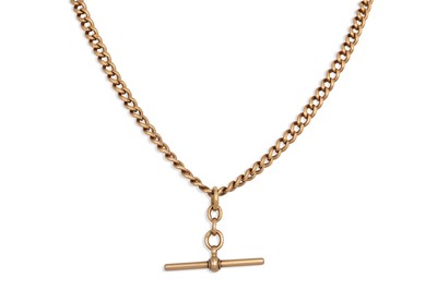 Lot 290 - A 9CT GOLD CURB LINK NECK LACE, with T-bar &...