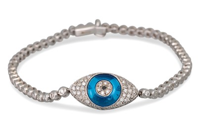 Lot 343 - A DIAMOND SET NAZAR BRACELET, the 18ct white...