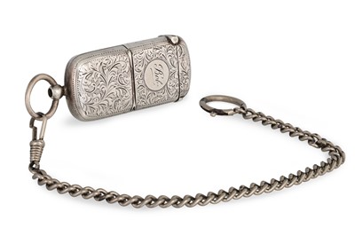 Lot 54 - AN ANTIQUE SILVER VESTA CASE, Duke St. Cardiff,...