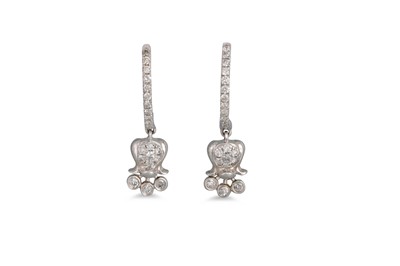 Lot 56 - A PAIR OF DIAMOND DROP EARRINGS, comprising...