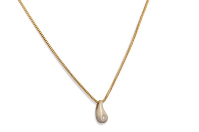 Lot 296 - A DIAMOND SET PENDANT, the teardrop pendant...