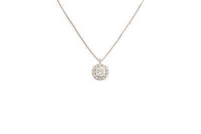 Lot 321 - A DIAMOND SET 'HALO' CLUSTER PENDANT, on a...