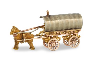 Lot 248 - A 9CT YELLOW GOLD HORSE & CARRIAGE BROOCH, by...