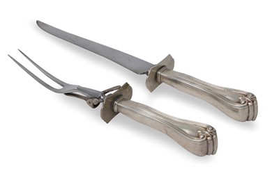 Lot 456 - A STERLING SILVER HANDLED CARVING SET, mid...