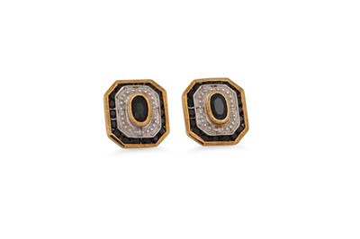 Lot 68 - A PAIR OF DIAMOND AND SAPPHIRE EARRINGS,...