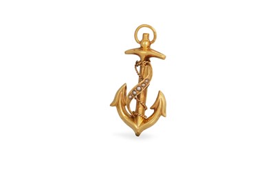 Lot 398 - A 18CT GOLD AND SEED PEARL BROOCH, modelled as...
