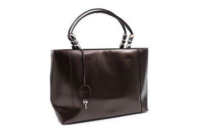 Lot 573 - A CHRISTIAN DIOR LEATHER TOTE BAG, silver...
