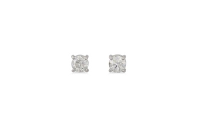 Lot 226 - A PAIR OF DIAMOND STUD EARRINGS, mounted in...
