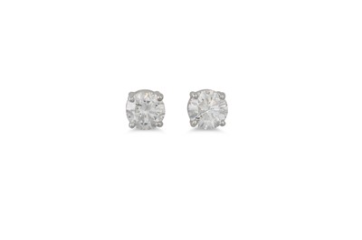Lot 230 - A PAIR OF DIAMOND STUD EARRINGS, mounted in...