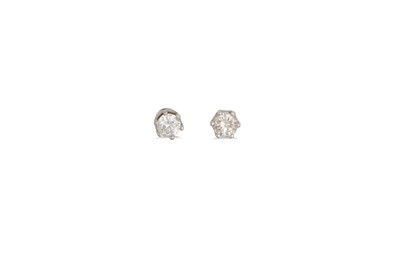 Lot 285 - A PAIR OF DIAMOND EARRINGS, the brilliant cut...