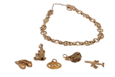 Lot 292 - A 9CT GOLD BRACELET, together with six various...