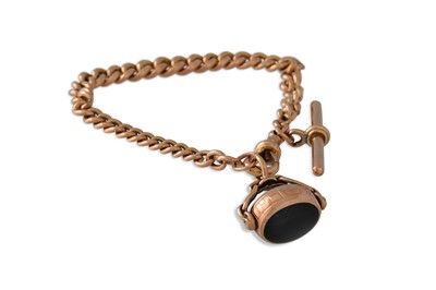 Lot 464 - A 9CT ROSE GOLD GRADUATED CURB LINK BRACELET,...