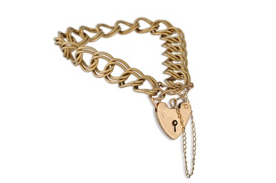 Lot 122 - A 9CT GOLD BRACELET, with padlock, 18 g.