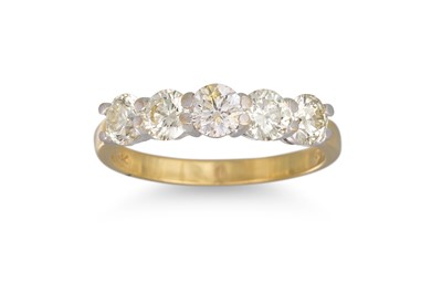 Lot 190 - A DIAMOND FIVE STONE RING, the brilliant cut...