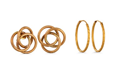 Lot 199 - TWO PAIRS OF GOLD EARRINGS