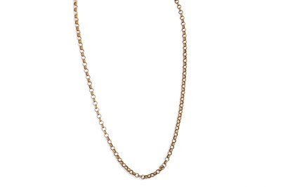 Lot 200 - A 9CT GOLD BELCHER LINK NECK CHAIN, 17 g.