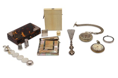 Lot 208 - AN INTERESTING COLLECTION OF AN ANTIQUE BOX, a...