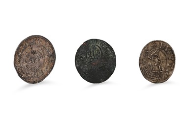 Lot 526 - THREE EARLY COINS A 1561 ELIZABETH I SILVER...