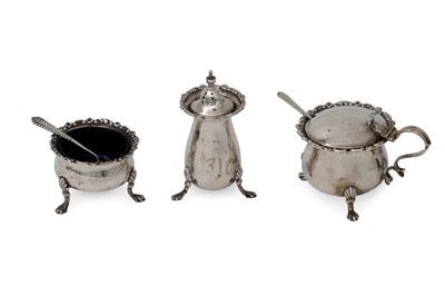 Lot 540 - THREE SILVER CRUET ITEMS