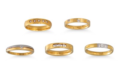 Lot 138 - FIVE DIAMOND SET RINGS, mounted in 18ct yellow...