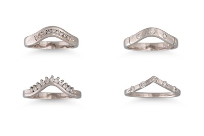 Lot 141 - FOUR SHAPED DIAMOND SET RINGS, mounted in 18ct...