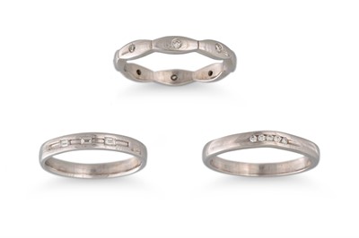 Lot 142 - THREE DIAMOND SET RINGS, mounted in 18ct white...
