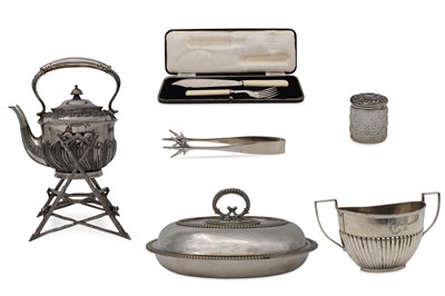 Lot 545 - AN ANTIQUE SILVER GLASS TOILET JAR, together...