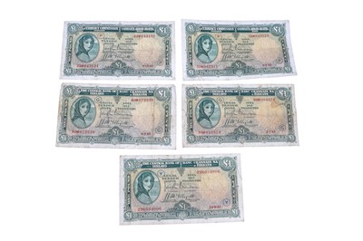 Lot 464 - SECOND SET OF 5 X £1 1941/43 ETO WARCODE...