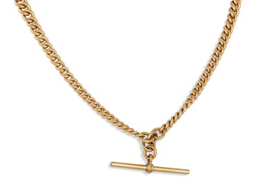 Lot 460 - A 9CT YELLOW GOLD DOUBLE ALBERT NECK CHAIN,...