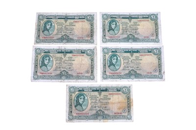 Lot 467 - FIFTH SET OF 5 X £1 1941/43 ETO WARCODE LAVERY...